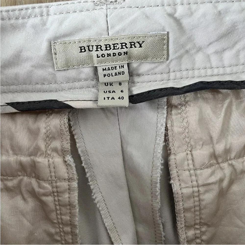 Burberry Y2K Cropped Capris Pants Beige cream Ivory Sz 6 *K5 - Picture 3 of 6